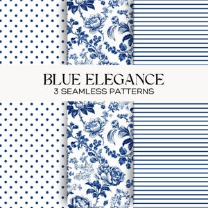 Cyfrowy papier w kwiaty w stylu chińskim w kolorze niebieskim, tło w stylu wiktoriańskim, zestaw bez szwu