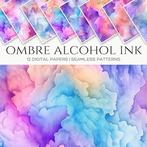 Ombre Alcohol Ink Texture Seamless Pattern, Colourful Background Surface Pattern, Repeat Pattern Abstract Watercolour Digital Paper Pack