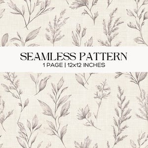 Patrón botánico con textura de lino, boceto de hojas neutras, álbum de recortes, manualidades de papel, diario basura