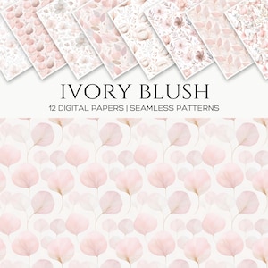 Ivoor blush naadloos digitaal papier, zachtroze bloemenpatronen, crème en ivoor achtergronden, romantische afdrukbare ontwerpen voor ambachten, plakboek