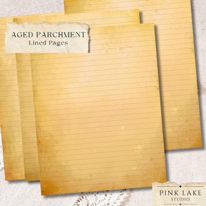Aged Parchment Lined Paper – 8.5x11 Vintage Writing Paper, Junk Journal Pages, Printable Lined Paper, Antique Notebook Paper, Writing Sheets