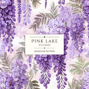 Kaskaden Glyzinien, lila Blumen Oberflächenmuster, Aquarell Nahtloses digitales Papier, Scrapbooking, DIY Geschenke, Journaling Seite, Kartenherstellung