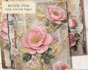 シャビーシックなフローラルジャンクジャーナルページ：ヴィンテージ
