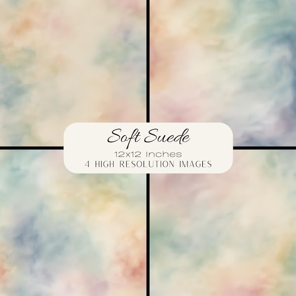 Soft Suede Watercolour Backgrounds, Set of 4 Pastel Backgrounds, Premade Backgrounds, Digital Paper, Scrapbook Paper, Modern Art Backgrounds
