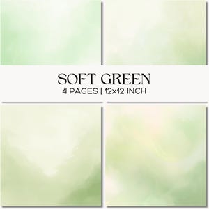 Soft Green Watercolor Wash Texture Backgrounds, Lime Digital Scrapbook Paper Pack