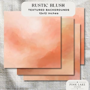 Rustic Blush Watercolor Wash Digital Backgrounds, 12x12 Inch Pink Textures, Boho Vintage Papers for Scrapbooking, Junk Journals & Stationery