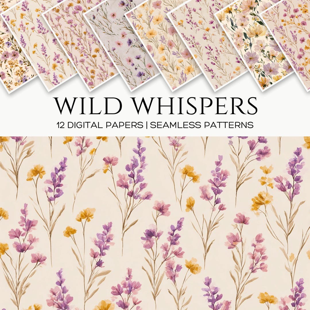Watercolor Wildflower Digital Paper, Seamless Floral Pattern (digital ...
