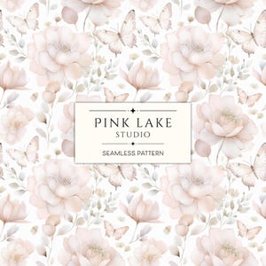Motivo senza soluzione di continuità con peonie primaverili, delicata carta digitale floreale, sfondo con peonie e farfalle, fiori primaverili ad acquerello, scrapbooking