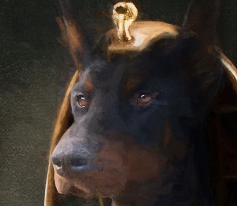 REF: 1100 Custom Pet Art. Dog portrait -Doberman Anubis Pet portraits Custom personalised images from your Dogs photograph