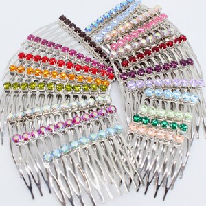 1 Pair -Swarovski Crystal Combs, Silver Combs, Crystal Accessory, Coloured Hair Combs