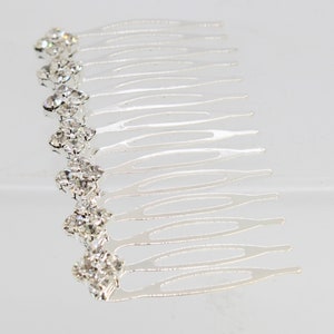 1 Pair - Crystal Hair Comb 4 stones set  into diamond shape , Bridal Hair Comb, Silver Wedding Comb, Crystal Wedding Accessory, Bridesmaid