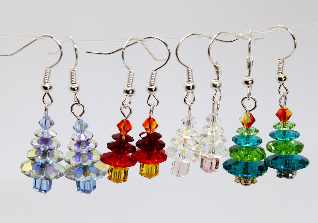 Swarovski Crystal Christmas Tree Earrings, Christmas Earrings,swarovski Crystals Trees Etsy