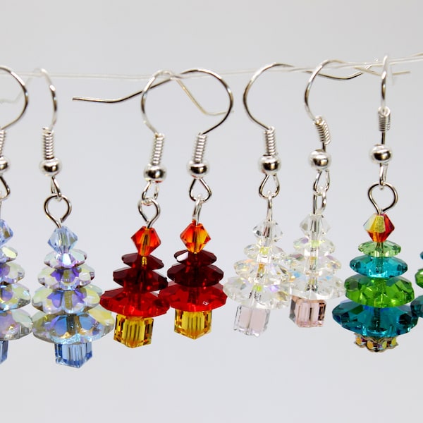 Swarovski Crystal Christmas Tree Earrings, Christmas Earrings,Swarovski Crystals trees