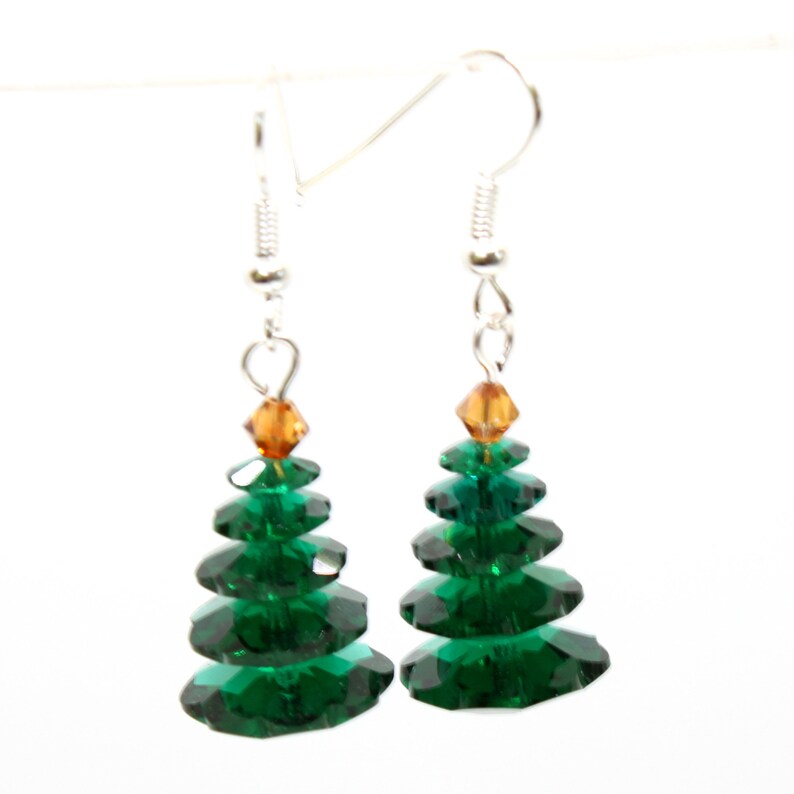 Swarovski Crystal Christmas Tree Earrings Christmas Etsy