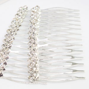 1 Pair - 2 Row Crystal Bridal Comb, Silver Wedding Comb, Crystal Wedding Accessory, Brides Crystal Hair Comb Silver