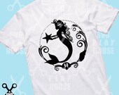 Mermaid for life,  Mermaid cut file, Mermaid SVG, Cricut cut file, Silhouette cut files, Mermaid with starfish, digital file, SPH-103