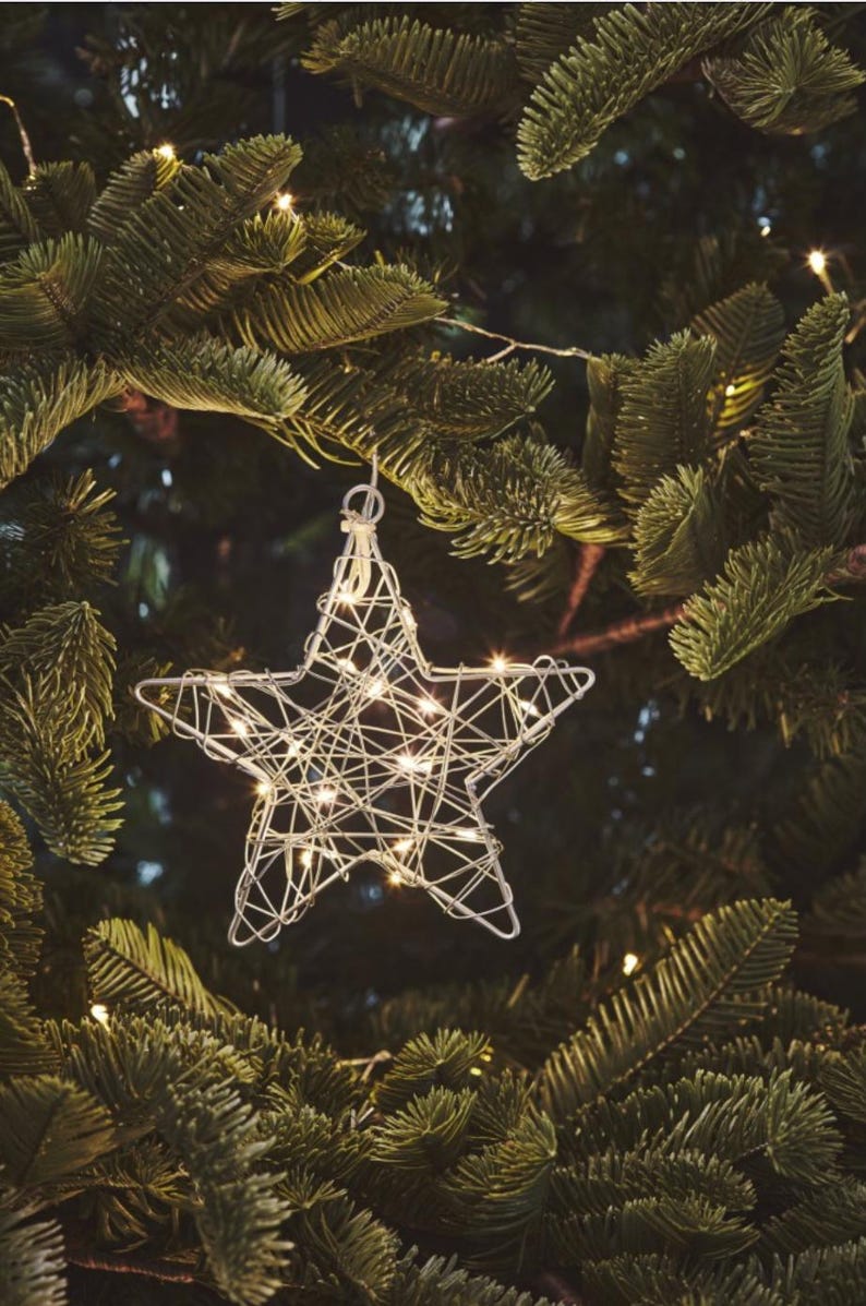 14cm Metal Wire Hanging Star Light, Battery Powered, Gold or Silver ...