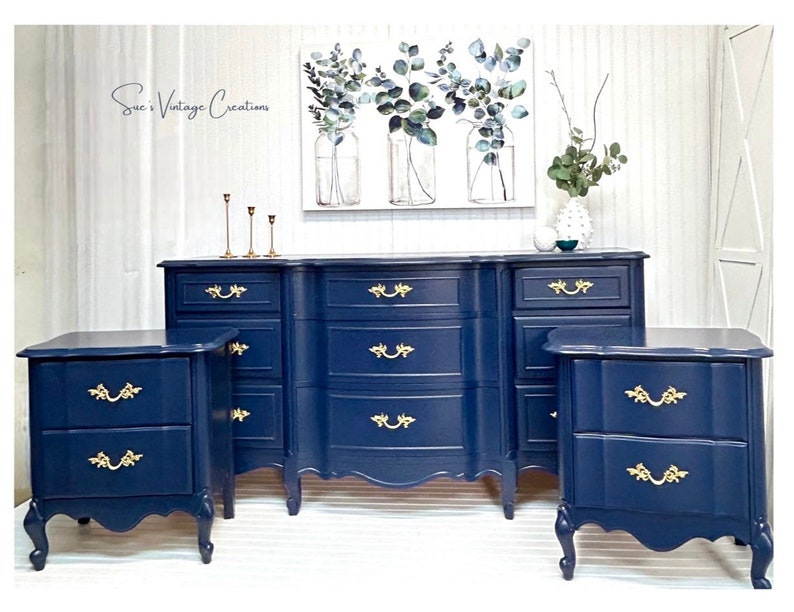 SOLD SOLD SOLD Gorgeous French Provincial Dresser Sideboard Buffet Table and Nightstands End Tables image 4