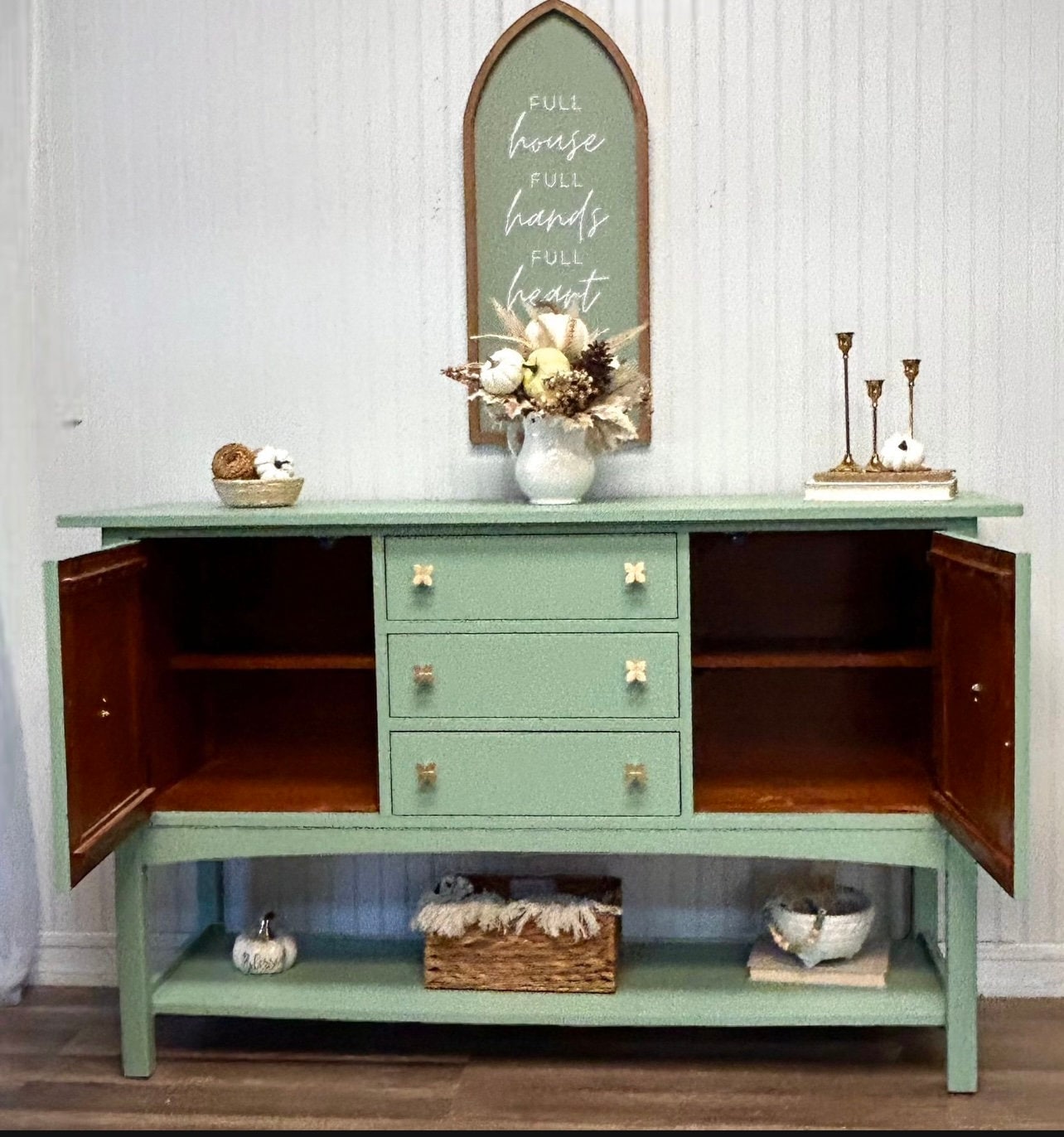 Gorgeous Light Sage Green Buffet Cabinet Sideboard Entryway - Etsy