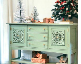 Venduto venduto venduto Splendido tavolo da ingresso con credenza a buffet verde salvia chiaro