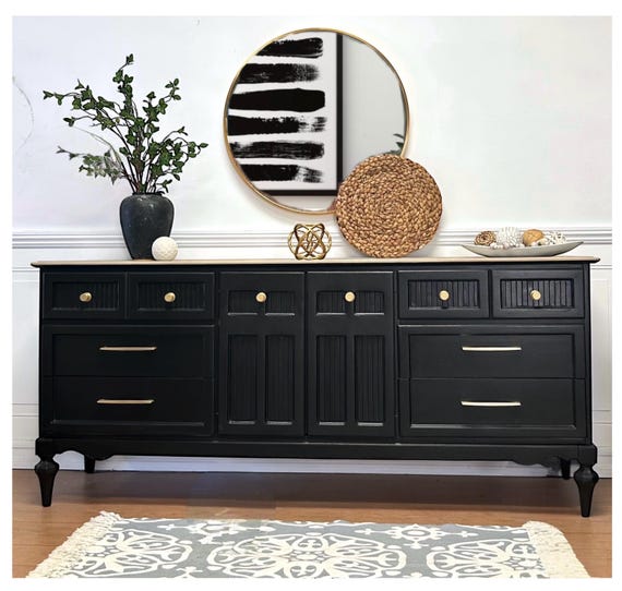 black 9 drawer dresser Glenview 9 Drawer Dresser - Cracked Smoked Black Veneer main image 0