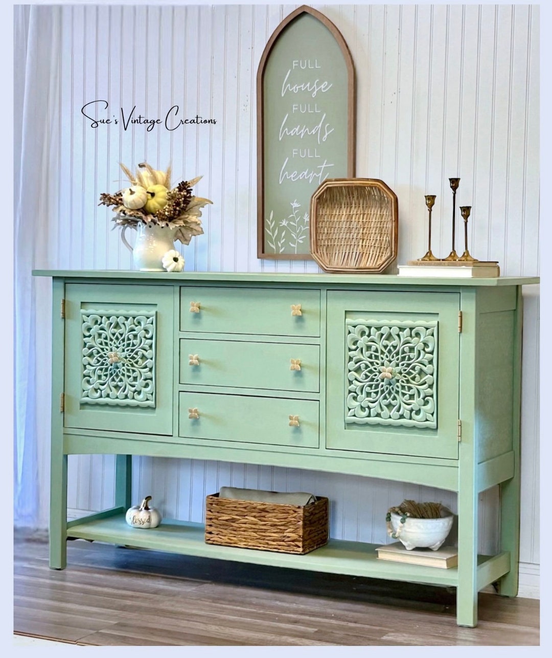 Gorgeous Light Sage Green Buffet Cabinet Sideboard Entryway - Etsy