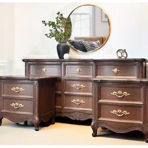Sold Sold Beautiful 9-Drawer French Provincial Dresser and Nightstands Bedroom Set/Buffet and End Tables