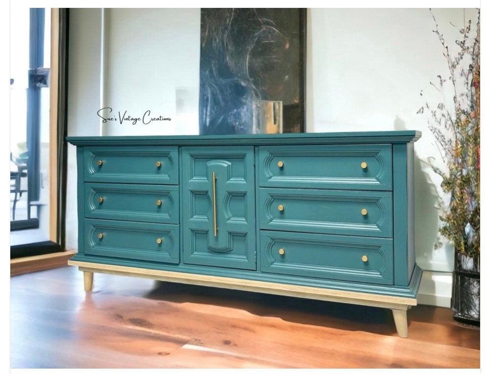 Teal Buffet Sideboard Etsy