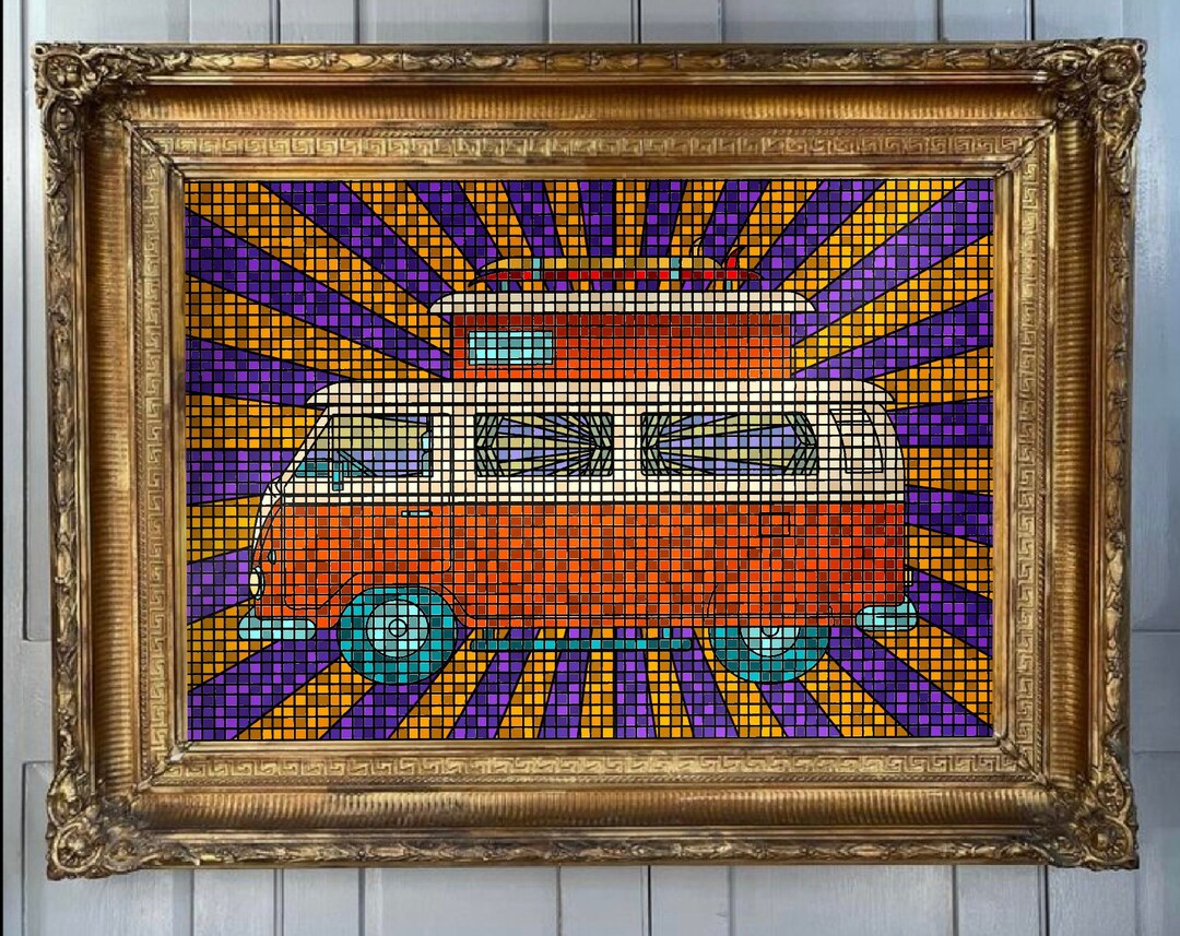 Panther Print - Stampa Su Tela Pop Art: Volkswagen Camper Van - 45x30 Cm - Quadro Moderno Con Cornice In Legno Di Pino - Pronto Da Appendere - 4