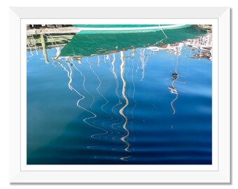 Boat reflection, Water reflection, Photograph, Digital Print, Printable wall art, Abstract photo art, Instant art, Instant Download