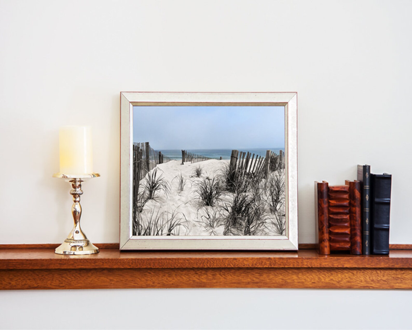 Stampa Su Tela Quadro Spiaggia Mare E Cielo - 18x12 Cm - Opera D'Arte Da Parete Con Cornice In Legno - Regalo Arredamento - 4