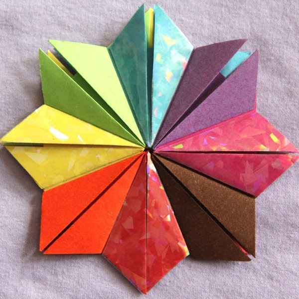 Origami Rainbow Flower Bookmark | Corner Bookmark