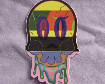 Glitch Skull Sticker | Fun Spooky Sticker | Waterproof Sticker | Halloween Sticker