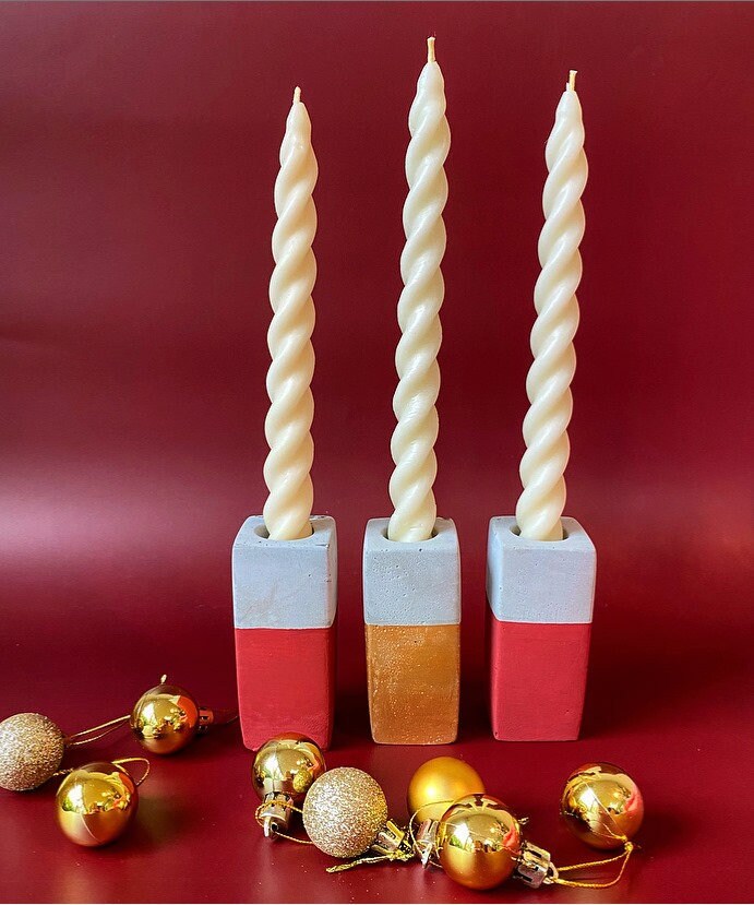 Concrete Candlestick Holder Small Cement Base for Dinner / Etsy