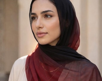 Ombre chiffong hijab, lätt, gradient muslimsk huvudduk, elegant vardags hijab