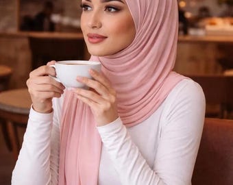 Premium Jersey Hijab for Women, Soft Non Slip Stretch Hijab, Everyday Muslim Headscarf, No Pins Modest Wrap