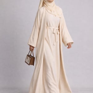 chinese dress ladies Holipick Long Sleeve Maxi Dress Women Beige Cream Smocked Square Neck Puff  Sleeve Modest Flowy Tiered Casual Dresses at Amazon Women's Clothing store main image 1