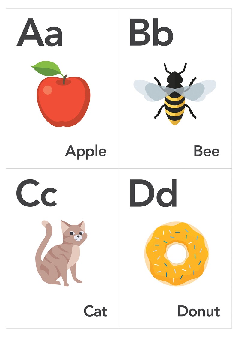 Alphabet Flash Cards Instant Download ABC Flash Cards Etsy UK