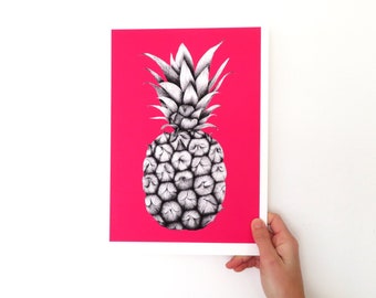 Pineapple, A4, Hand Illustration, Giclée Print, Food Art, Home Decor