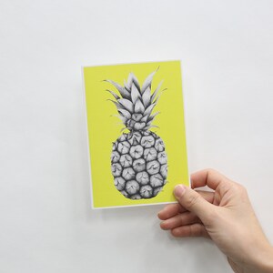 Pineapple Greeting Card, Yellow, Hand Illustrated, A6 image 3