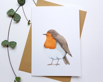 Robin Greeting Card, Hand Illustrated, A6