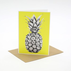 Pineapple Greeting Card, Yellow, Hand Illustrated, A6 image 2