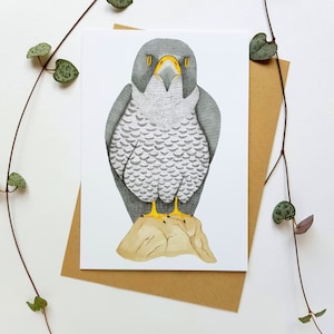 Cartão Falcão Peregrino, Ilustrado à Mão, A6