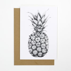 Carte de vœux Ananas, noir et blanc, A6