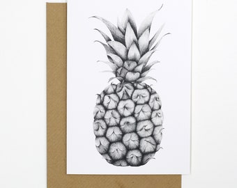 Pineapple Greeting Card, Black and White, A6