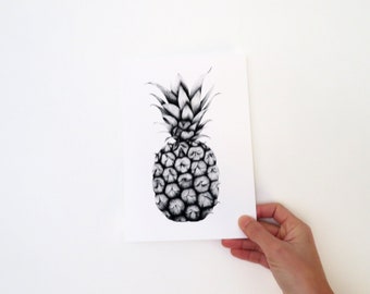 Pineapple, A5, Hand Illustration, Giclée Print, Food Art, Home Decor