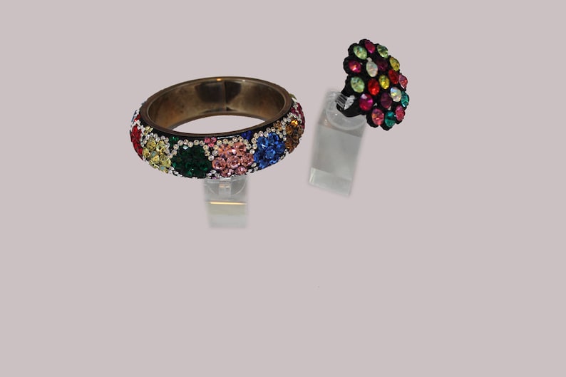 Gorgeous Large Bangle Rhinestone Bracelet with FREE Ring
