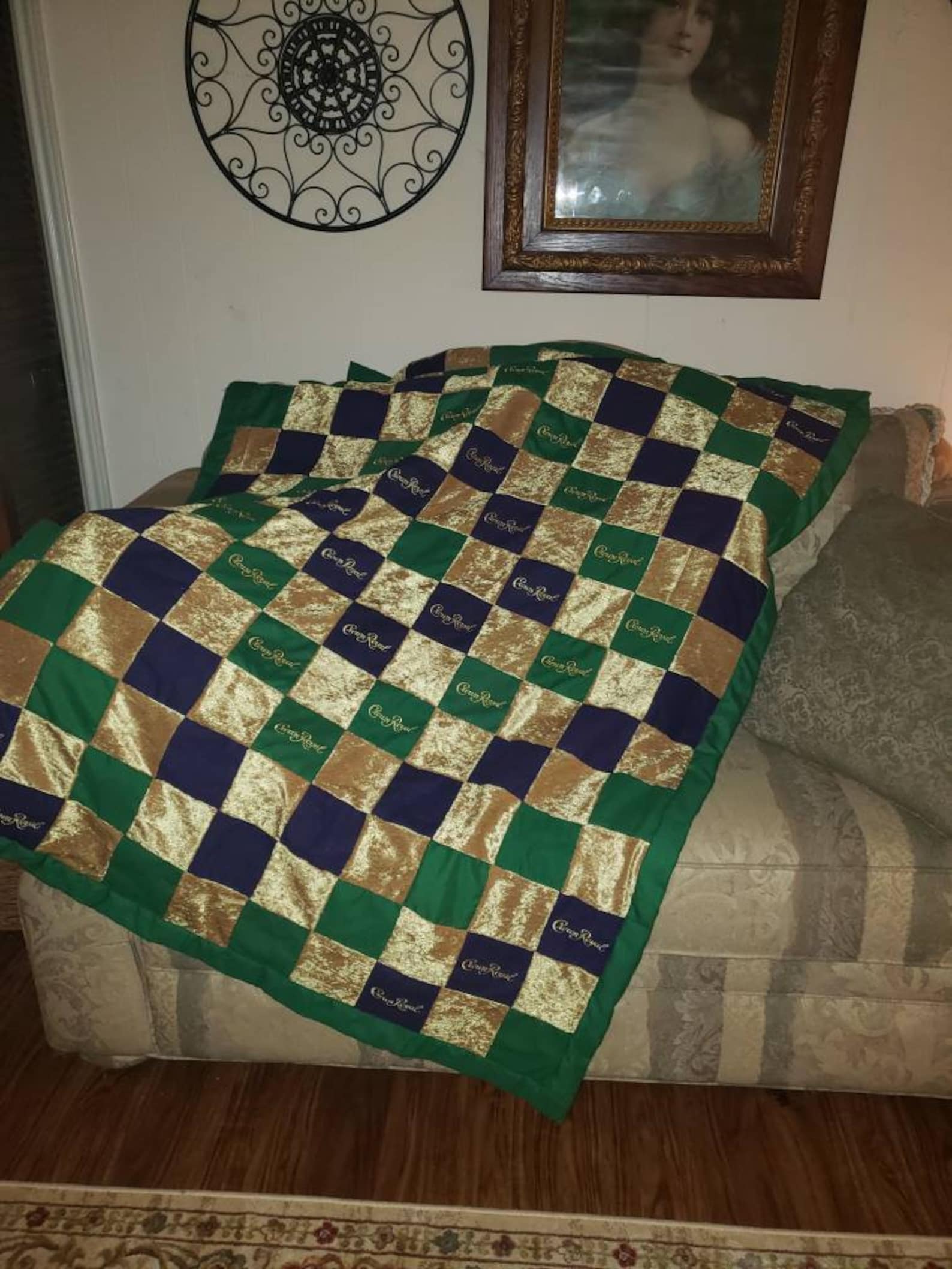 Crown Royal Signature Bags Throw Blanket Purple and Green Gold Etsy