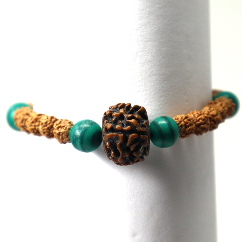 Man bracelet old rudrakhsa Buddhist bracelet malachite bracelet Rudraksha bracelet Wrist mala Spiritual Green Tara