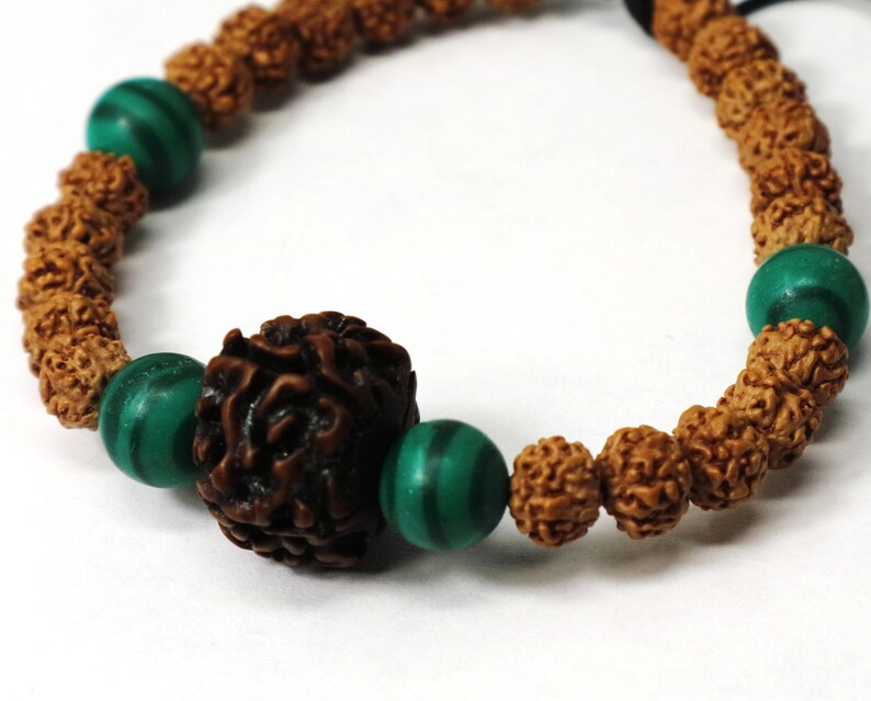Man bracelet old rudrakhsa Buddhist bracelet malachite bracelet Rudraksha bracelet Wrist mala Spiritual Green Tara